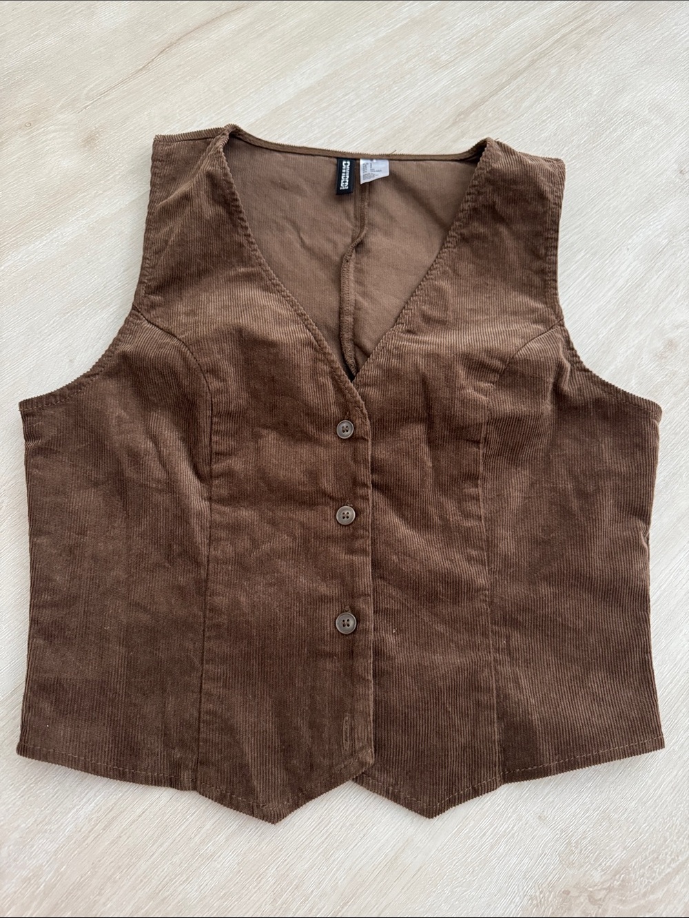 H&M Corduroy Button-Front Womens Vest - Brown